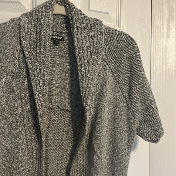 Express mid sweater shawl collar cardigan short sleeves in gray size small - Picture 5 of 8